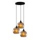Suspension 3 lampes escalier Jaxson D44cm Métal Noir et Verre Fumé