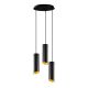 Suspension 3 lampes escalier tube sectionnée Karasiba Métal Noir et Or