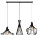 Suspension 3 lampes filaire alignées Snaya Métal Noir et Rouge