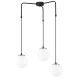 Suspension 3 lampes globe escalier Arinore Verre Blanc et Métal Noir