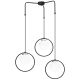 Suspension 3 lampes globes cerclés haut saccade Bioxy Verre Blanc et Métal Noir