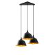 Suspension 3 lampes saccade Epille Métal Noir et Or