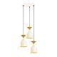Suspension 3 lampes saccade Hrend Métal Blanc et Or
