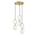 Suspension 3 lampes saccade Klimt D45cm Verre Blanc et Métal Or