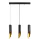 Suspension 3 lampes tubes tronqués alignés Dugan 58cm Métal Noir et Or