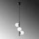 Suspension 3 lampes verticale Holla 46cm Verre Blanc et Métal Or