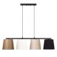 Suspension 4 lampes alignés à simple barre Senna 148cm Métal Noir et Tissu Multicolore