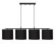 Suspension 4 lampes alignés à simple barre Senna Métal et Tissu Noir