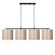 Suspension 4 lampes alignés à simple barre Senna Métal Noir et Tissu Blanc crème