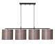 Suspension 4 lampes alignés à simple barre Senna Métal Noir et Tissu Marron