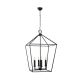 Suspension 4 lampes design forme de cage Travino Métal Noir