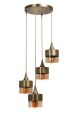 Suspension 4 lampes escalier Rebexa D30cm Métal Or et Verre Fumé