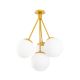 Suspension 4 lampes globes Kasima Verre Blanc et Métal Or