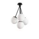 Suspension 4 lampes globes Kasima Verre Noir et Métal Or