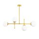 Suspension 4 lumières Bulla 80cm Métal Or et Verre Blanc