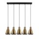 Suspension 5 lampes alignées Conixa Métal Noir et Or antique