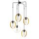 Suspension 5 lampes cerclées 1 anneau escalier Annulis Métal Noir et Or