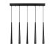 Suspension 5 lampes cornes alignées Pliunga 78cm Métal Noir