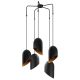 Suspension 5 lampes coupe oblique saccade Quisky D50cm Métal Noir et Or