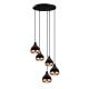 Suspension 5 lampes escalier Lectio D43cm Métal Noir et Or rose