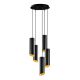 Suspension 5 lampes escalier tube sectionnée Karasiba Métal Noir et Or