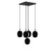 Suspension 5 lampes globes Upper Verre fumé Noir et Métal Noir