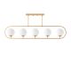 Suspension 5 lampes Vocrana 122cm Verre Blanc et Métal Or