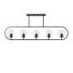 Suspension 5 lampes Vocrana 122cm Verre Transparent et Métal Noir
