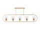 Suspension 5 lampes Vocrana 122cm Verre Transparent et Métal Or