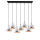Suspension 7 ampoules échelle Gakula Métal martelé Noir et Argent