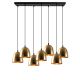 Suspension 7 cloches échelle Gakuli D16cm Métal martelé Noir et Or antique
