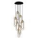 Suspension 7 lampes cadre bâtonnet escalier Haruko Métal Noir et Or