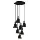 Suspension 7 lampes escalier Conixa Métal Noir et Nickel