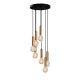 Suspension 7 lampes tube courte escalier Jona Métal Or antique