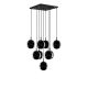 Suspension 9 lampes globes Upper Verre fumé Noir et Métal Noir