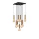 Suspension 9 lampes tube court saccade Jona Métal Or antique