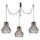 Suspension araignée 3 lampes Azur diamant Métal Noir et Or rose