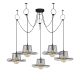 Suspension araignée 5 lampes chapeau Bert 138cm Métal Noir