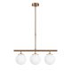 Suspension barre 3 lampes Cluabarte 60cm Verre Blanc et Métal Or antique