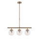 Suspension barre 3 lampes Cluabarte 60cm Verre Transparent et Métal Or antique