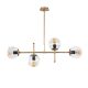 Suspension barre 4 lampes globes Movado 108cm Métal Or antique et Chrome et Verre Transparent