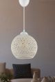 Suspension Berleda D22cm Métal Blanc et Coton Blanc