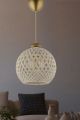 Suspension Berleda D22cm Métal Or et Coton Beige