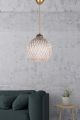 Suspension Berleda D22cm Métal Or et Coton Blanc et Beige