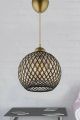 Suspension Berleda D22cm Métal Or et Coton Noir et Beige