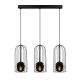 Suspension cages 3 lampes alignées Sampson Verre et Métal Noir