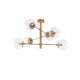 Suspension design battons 6 lampes Lunas Métal Or et Verre Transparent