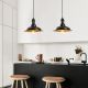 Suspension double cloches industrielles coupées Tropaeum 128cm Métal Noir et Or