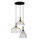 Suspension filaire 3 lampes saccade kyrielle Métal Noir et Or