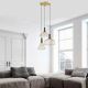 Suspension filaire 3 lampes saccade kyrielle Métal Or et Noir